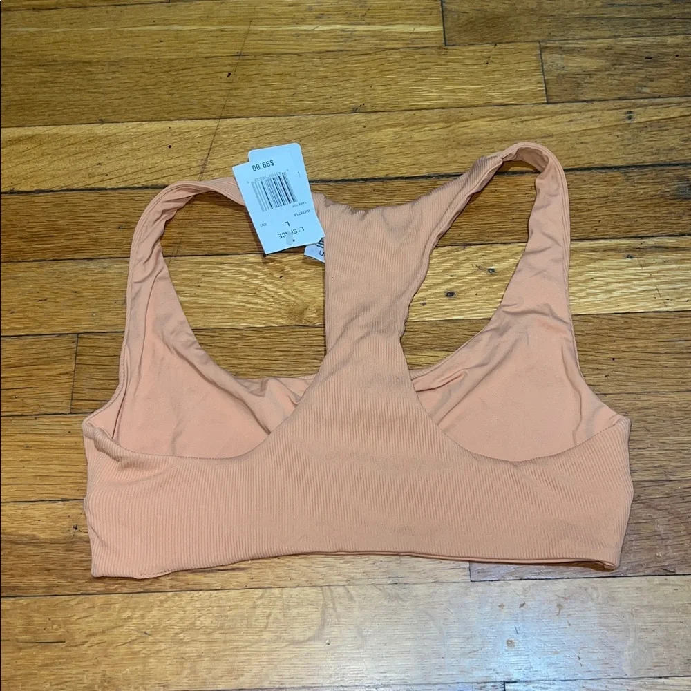 L*Space The Ribbed Tara Bikini Top in Cinnamon Tan, size Large